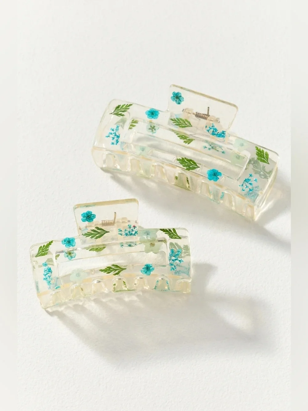 Anthropologie Pressed Flowers Claw Clips, Set of 2